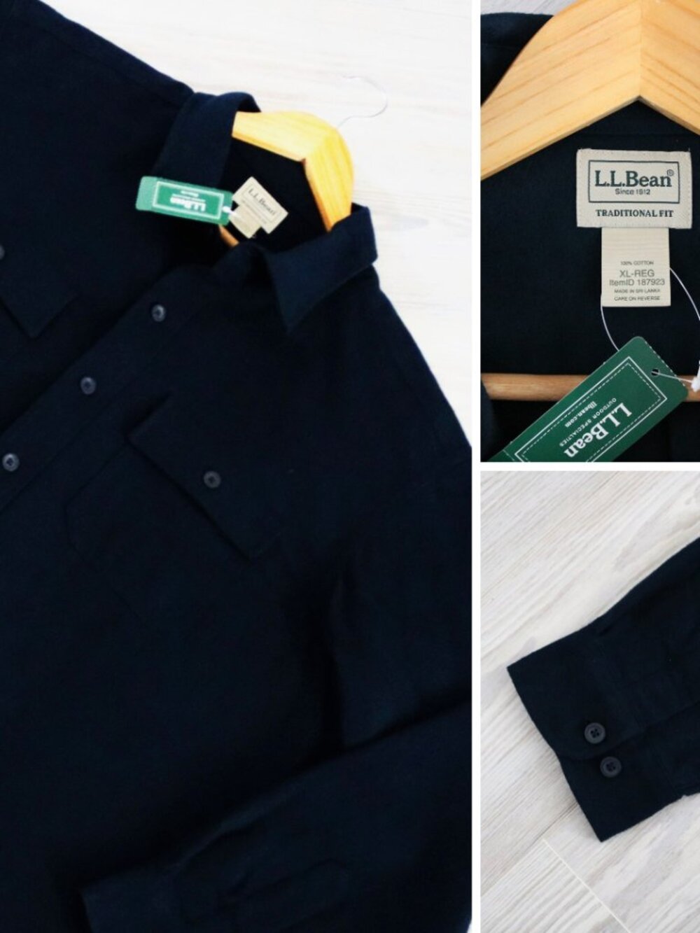 LL Bean Chamois Shirt Men’s Navy Heavy Flannel Traditional Fit Workwear Size XL